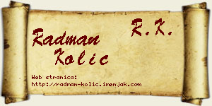 Radman Kolić vizit kartica